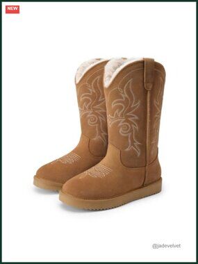 Suede Leather Knee High Winter Snow Boots Faux Fur Lined